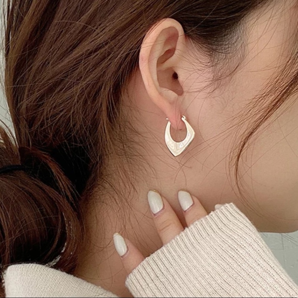 NEW 925 STERLING SILVER IRREGULAR HOOP EARRINGS